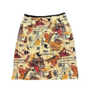 Y2K Asian Inspired Knee Length Skirt